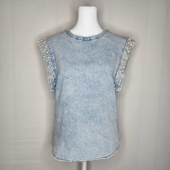 Love university Tops - Love university women's bedazzled denim blouse size large